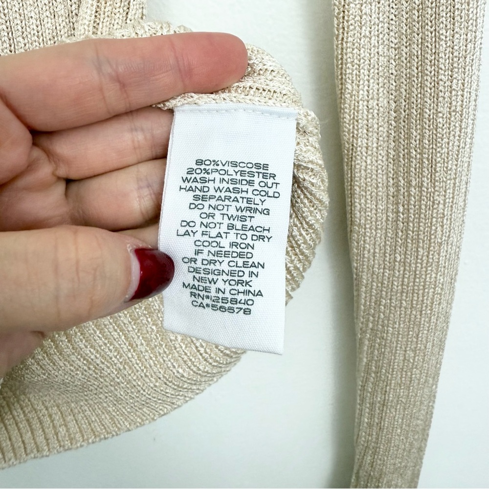 Intermix Gold U Neck Collared Rib Knit Sweater NWT - image 4